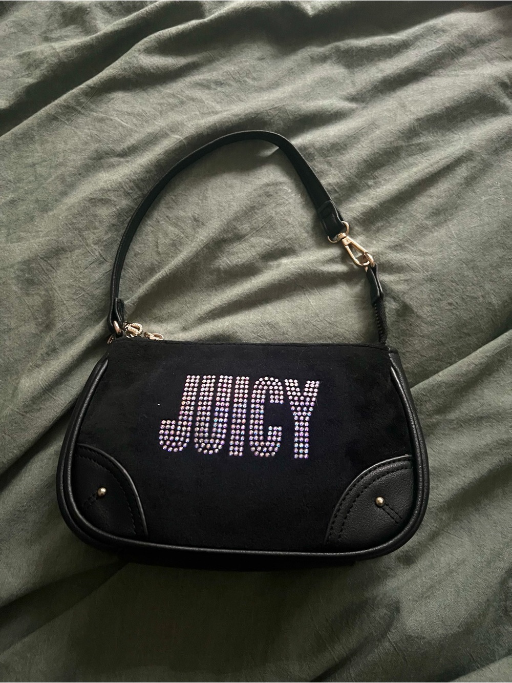 Juicy Couture Black Shoulder Bag with Rhinestone JUICY Logo